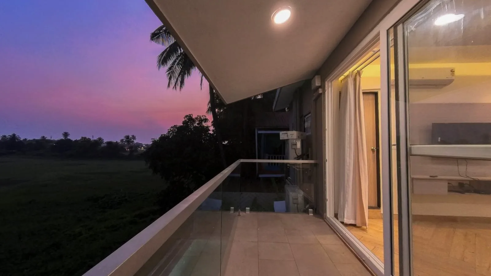 Sunset over the paddy fields from a Brisa Marina balcony