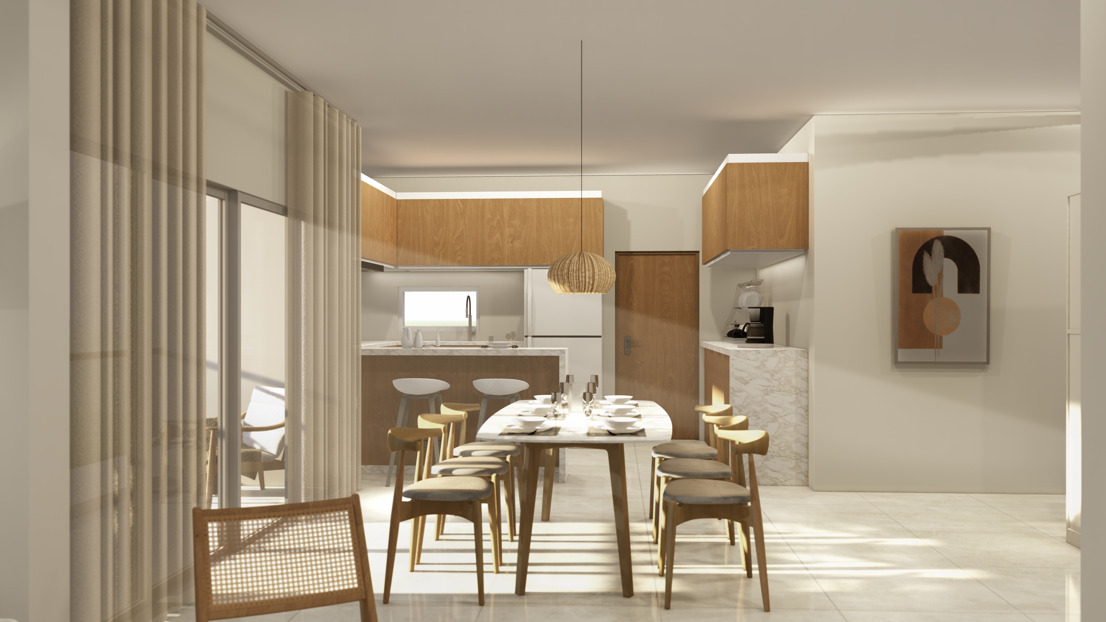 Dining area with island seating