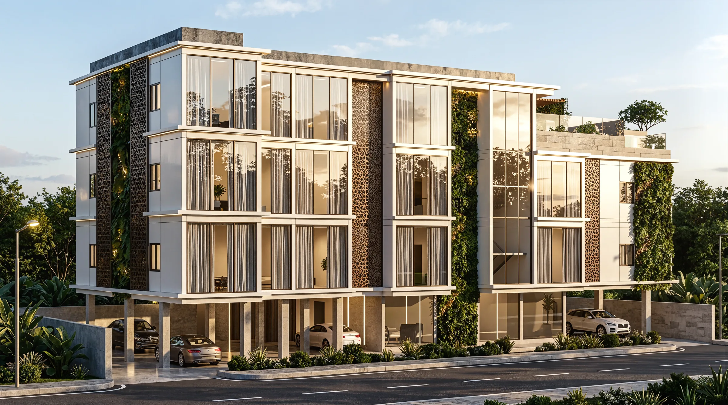 Oslo Haven with jali screens and vertical gardens