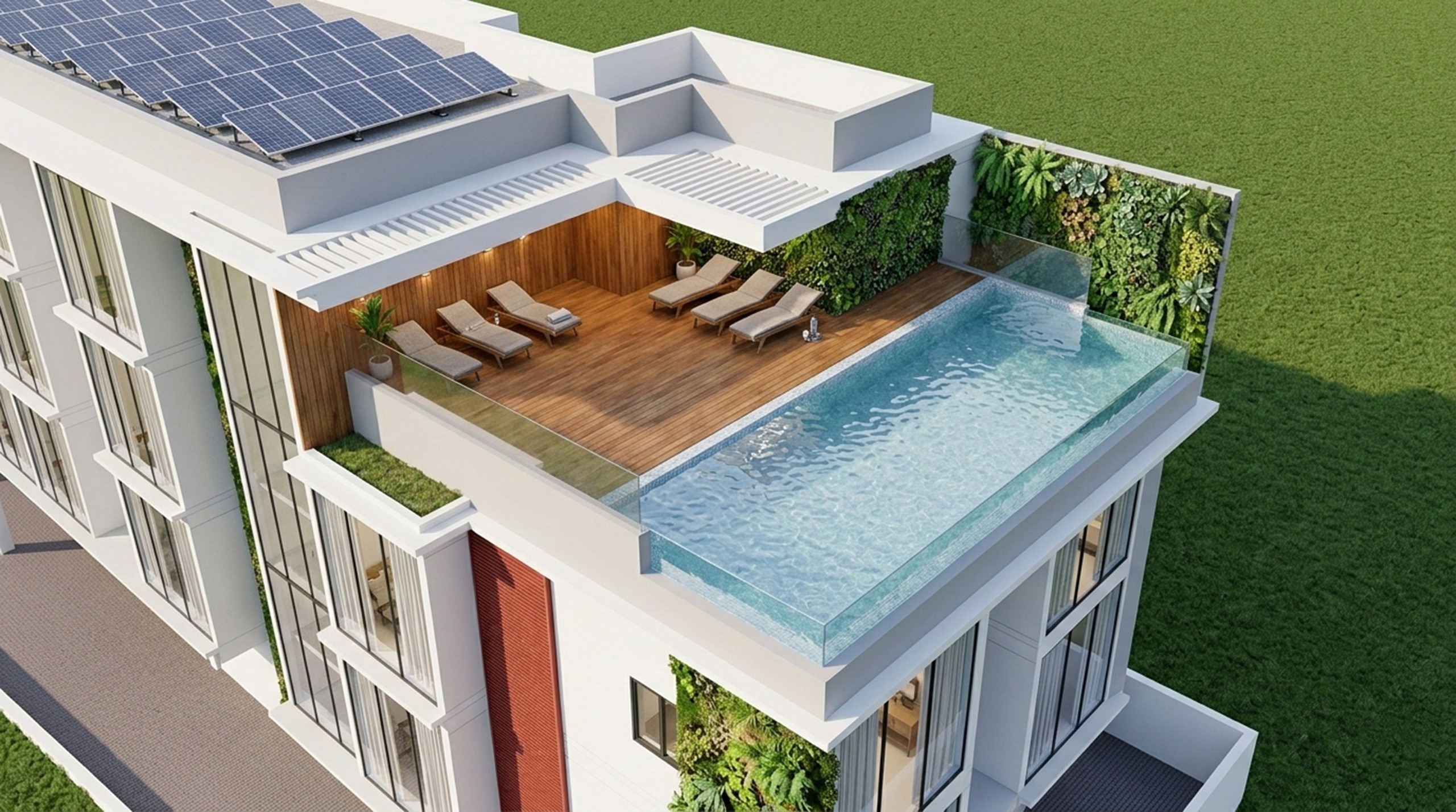 Oslo Haven rooftop infinity pool and solar deck