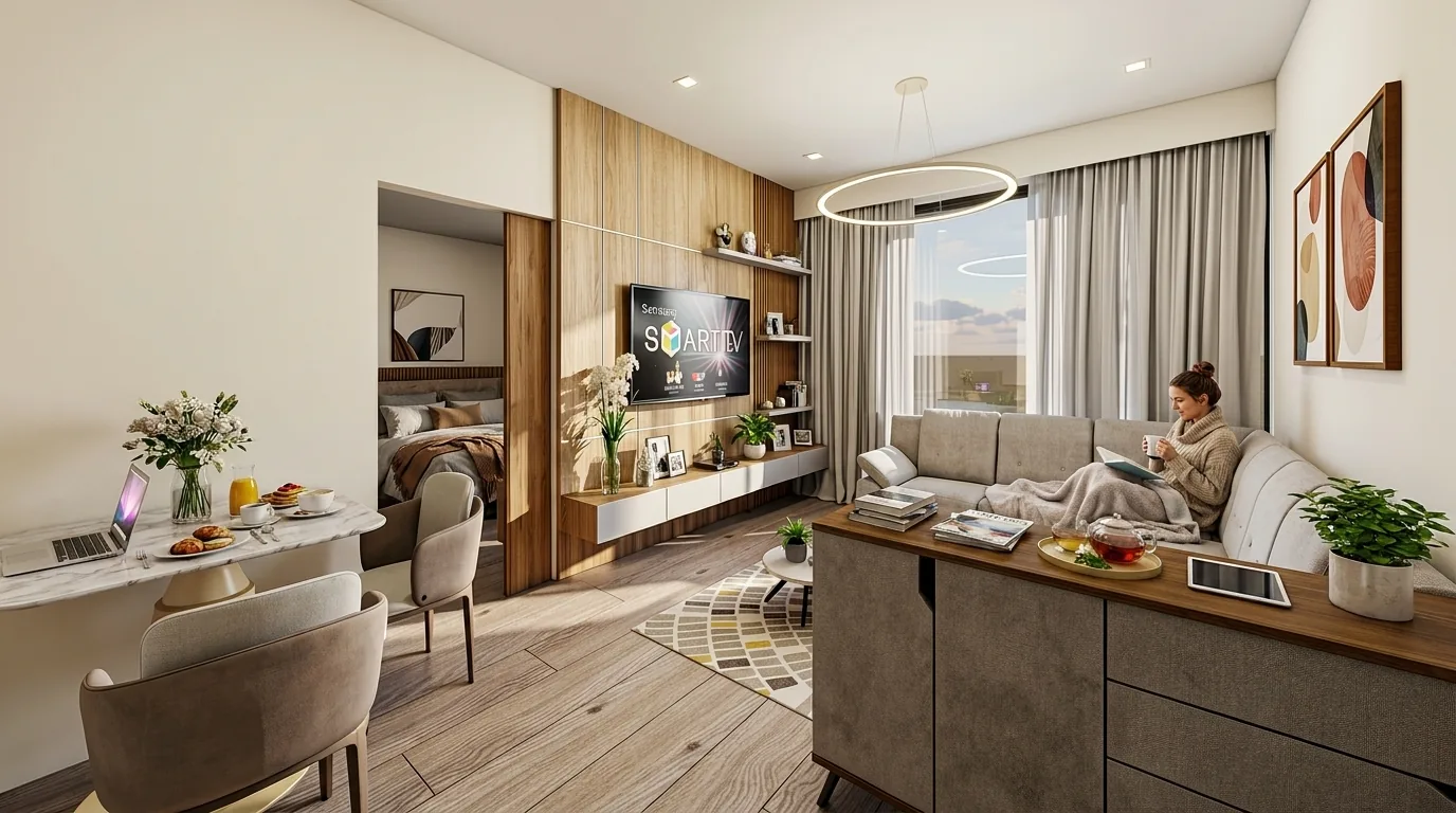 Suite living, dining and kitchen